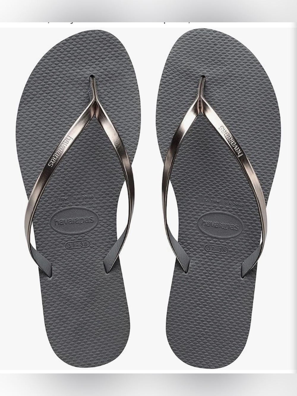 Havaianas You Metallic Flip Flops Grey Steel Metallic Women’s 39/40